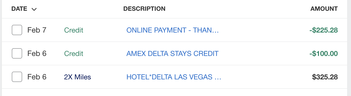 delta stays credit screenshot